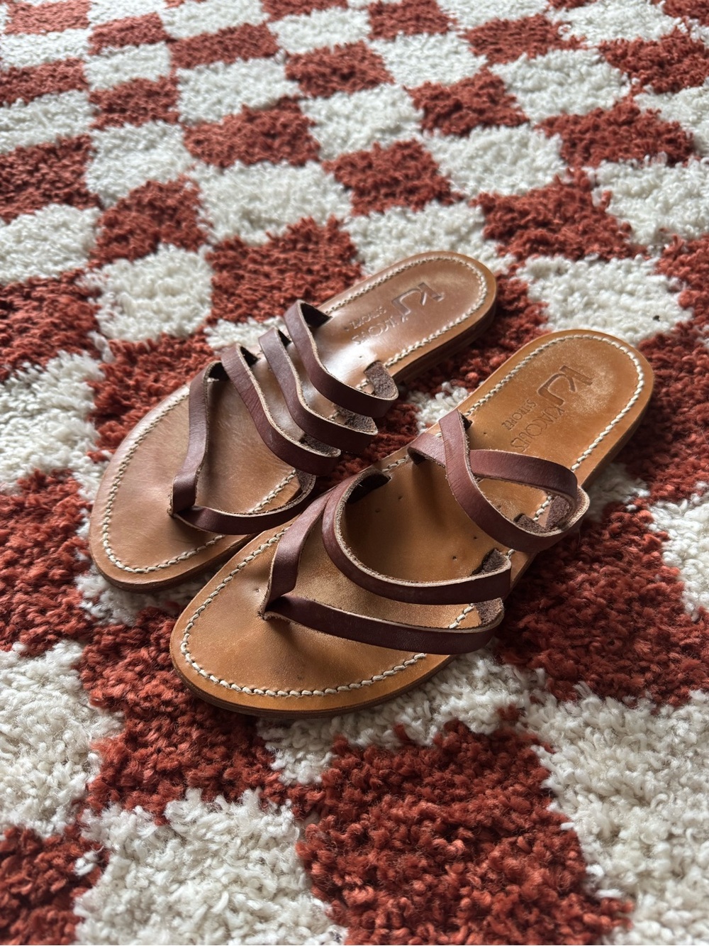 K.Jacques St. Tropez brown leather flat sandals 40